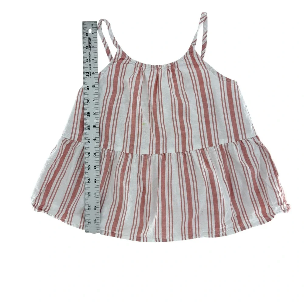 OshKosh B'gosh Girls Striped Tank Top Tiered Ruffle‎ Tie Back Size 7